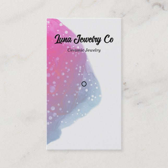 Painted Pink Rainbow Jewelry Pin Business Card (Front)