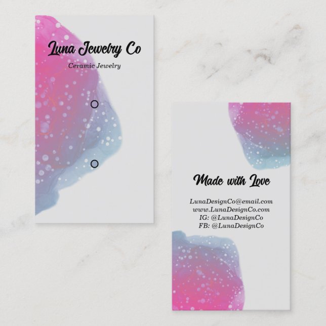 Painted Pink Rainbow Jewelry Two Pins  Business Card (Front/Back)