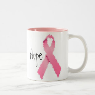 Painted Pink Ribbon Hope Two-Tone Coffee Mug
