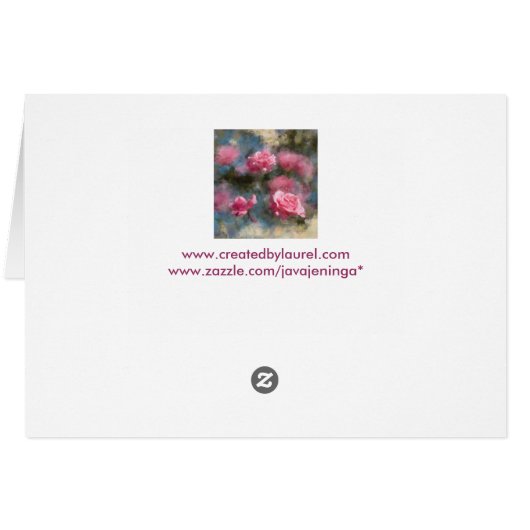 Painted Pink Roses Blank Card (Back Horizontal)