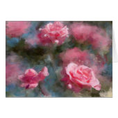 Painted Pink Roses Blank Card (Front Horizontal)