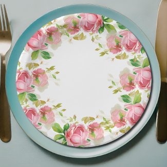 Painted Pink Roses in Vintage style