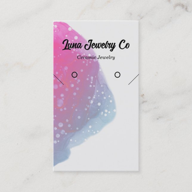 Painted Pink Splatter Necklace Earring Jewelry  Business Card (Front)