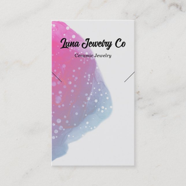 Painted Pink Splatter Necklace Handmade Jewelry  Business Card (Front)