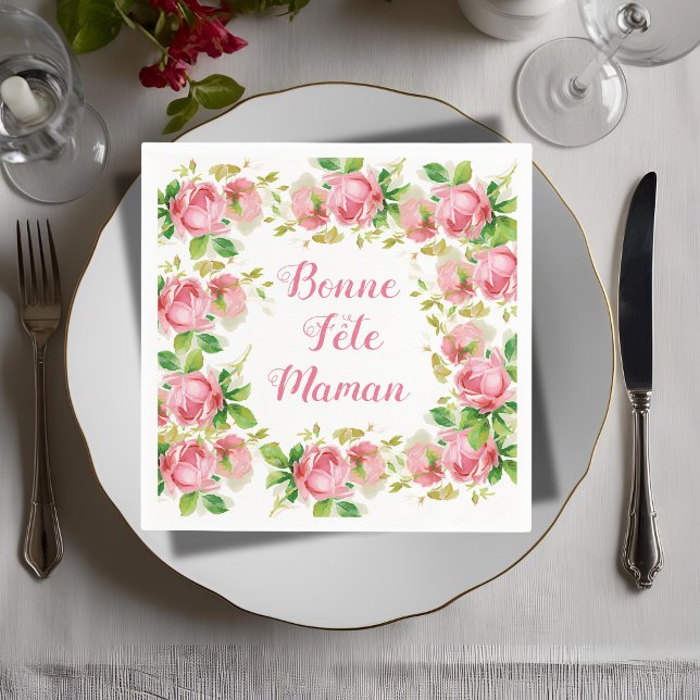 Painted Pink vintage roses -  French Mother's Day Napkins (Creator Uploaded)