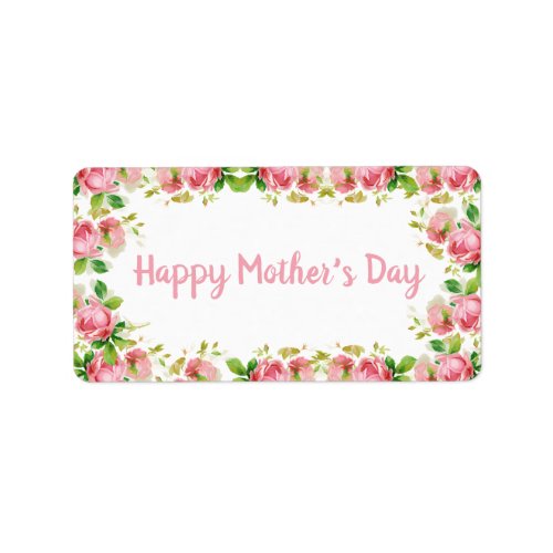 Painted Pink vintage roses _ Happy Mothers Day  Label