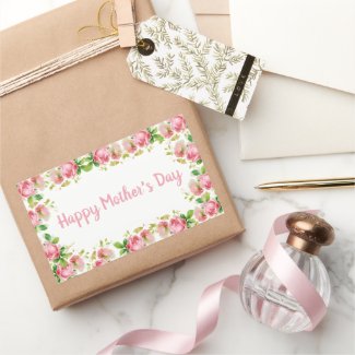 Painted Pink vintage roses - Happy Mother's Day Rectangular Sticker