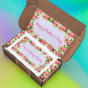 Painted Pink vintage roses - Happy Mother's Day Rectangular Sticker