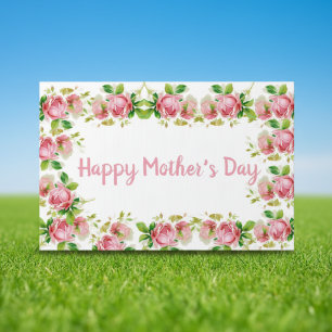 Painted Pink vintage roses - Happy Mother's Day Sign