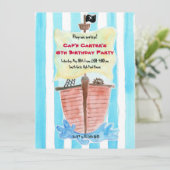 Painted Pirate Ship Birthday Invitation (Standing Front)