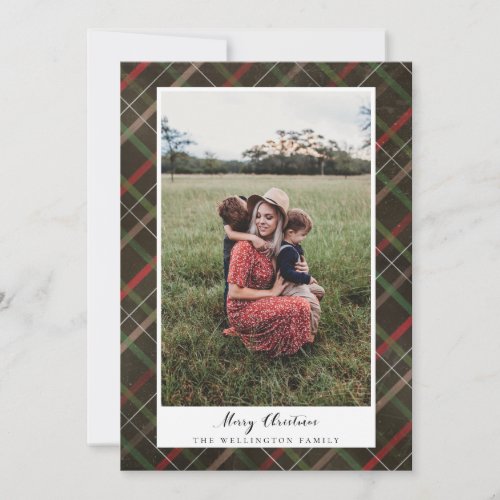 Painted Plaid Pattern Christmas Photo Card