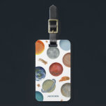 Painted Planets and Name Luggage Tag<br><div class="desc">Painted solar system and planets illustration of Earth,  Mars,  Venus,  Mercury,  Moon,  Sun,  Neptune,  Saturn,  Jupiter,  Uranus,  Pluto,  comets and stars on a white background designed by Shelby Allison.</div>