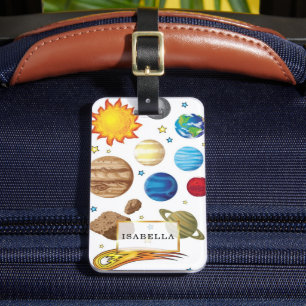 Painted Planets and Name Luggage Tag