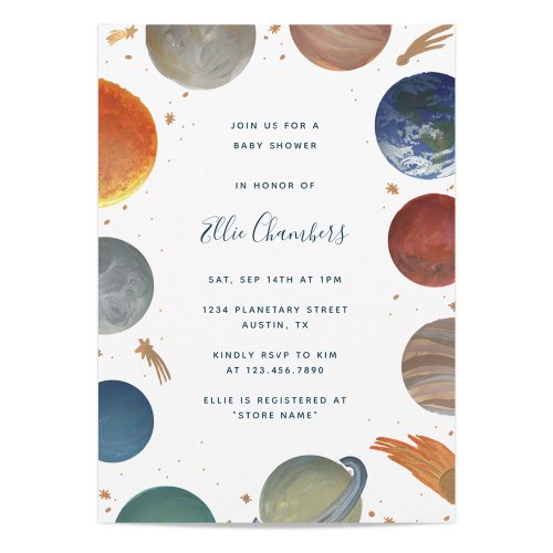 Painted Planets Baby Shower Invitation