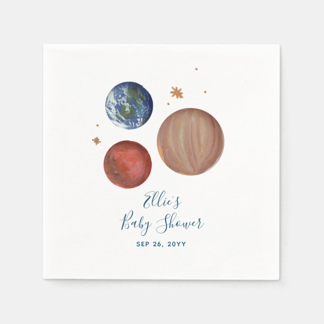 Painted Planets Baby Shower Napkins (Front)
