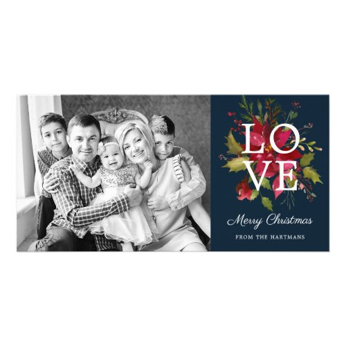 Painted Poinsettias Holiday Photo Card