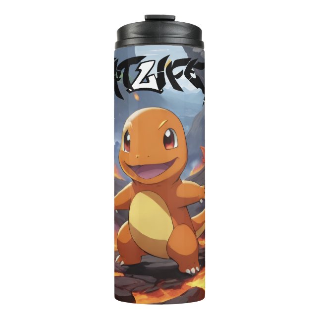Painted Pokémon Charmander in Volcano Thermal Tumbler (Front)
