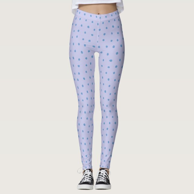 Painted Polka Dot Pattern in Periwinkle and Lilac Leggings (Front)