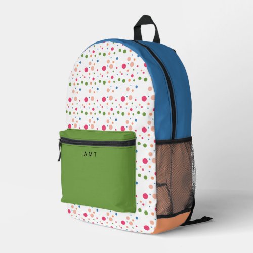 Painted Polka Dot Spots Personalized Name Colorful Printed Backpack