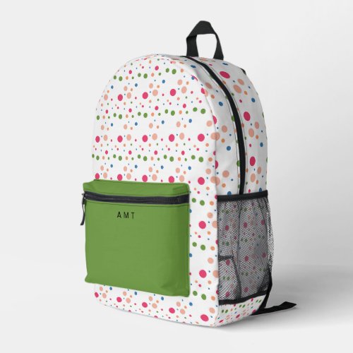 Painted Polka Dot Spots Personalized Name Colorful Printed Backpack