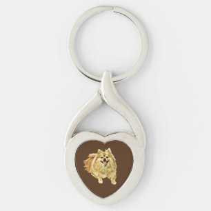 Painted Pomeranian Heart Key Chain