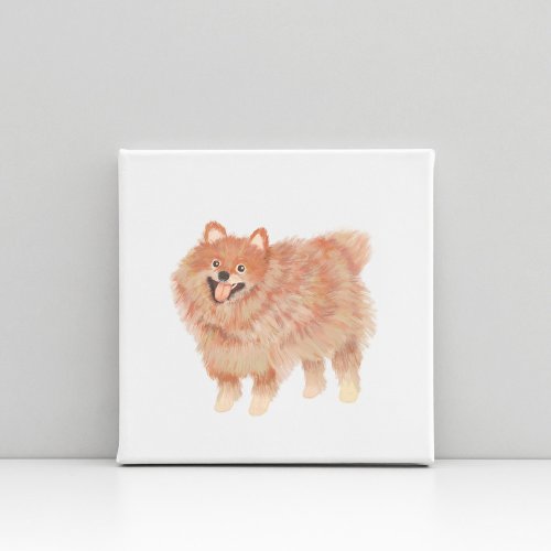 Painted Pomeranian Pet Dog Portrait Faux Canvas Print