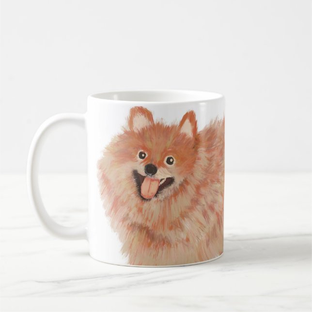 Painted Pomeranian Portrait Coffee Mug (Left)