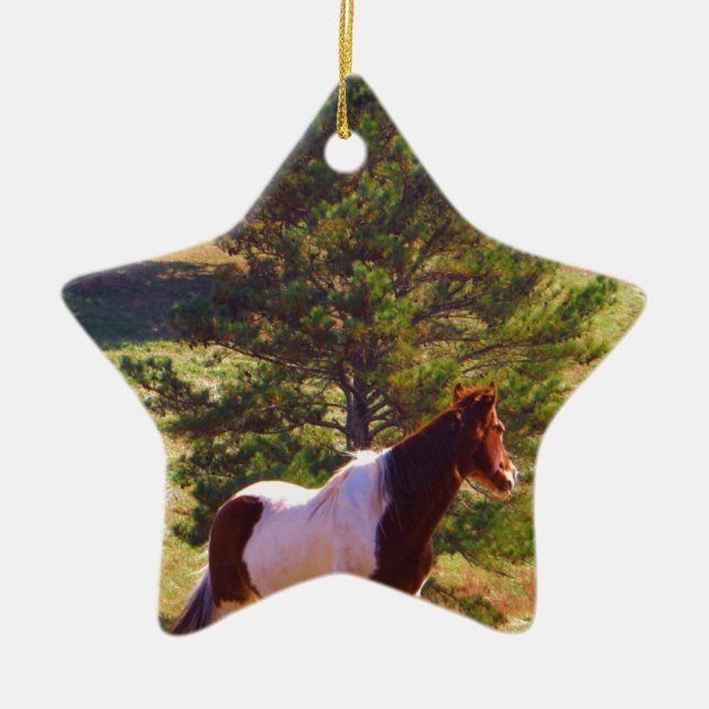 Painted Pony  by the Pine Ceramic Ornament (Front)