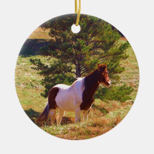 Painted Pony  by the Pine Ceramic Ornament (Front)