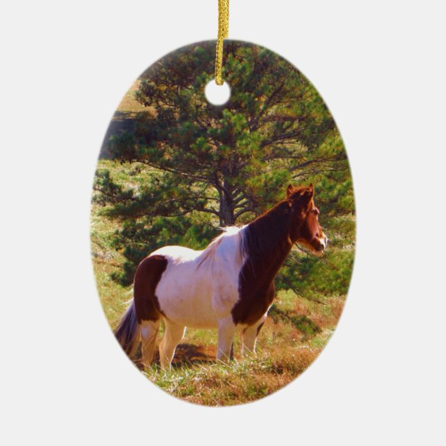 Painted Pony  by the Pine Ceramic Ornament (Front)