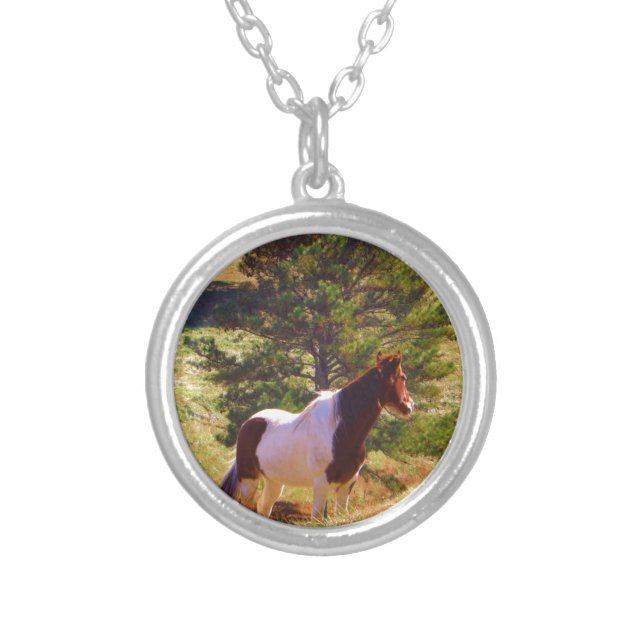 Painted Pony  by the Pine Silver Plated Necklace (Front)