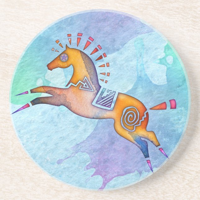 Painted Pony Sandstone Coaster (Front)