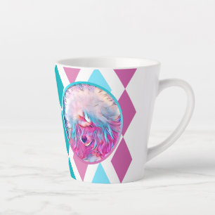 Painted Poodle in Pink Aqua and Teal Latte Mug