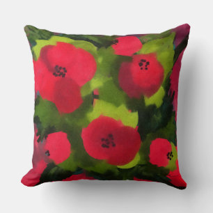 Painted Poppies Beautiful Floral Art Throw Pillow