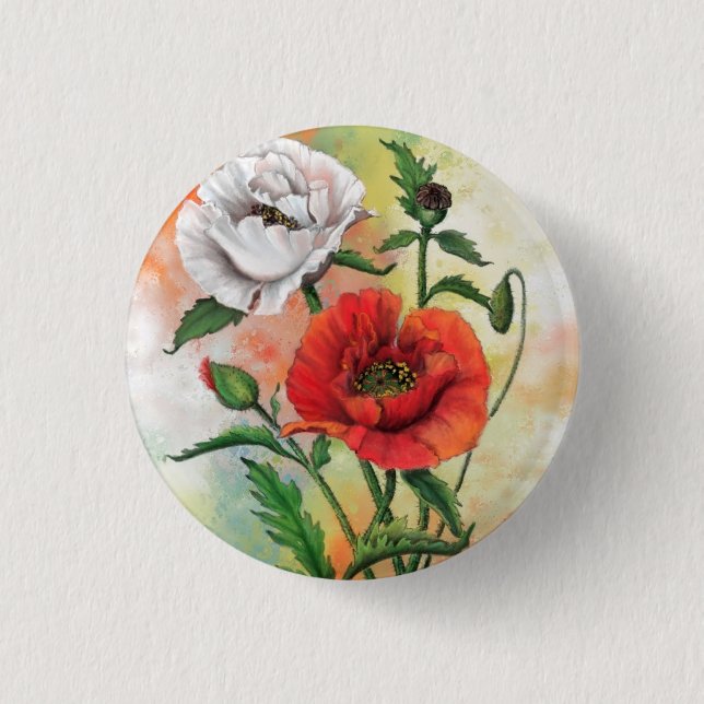 Painted Poppies Button (Front)