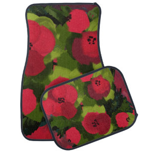 Painted Poppies Floral Art Car Mat