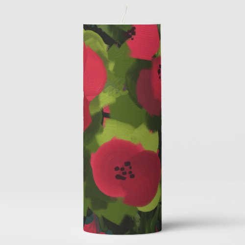 Painted Poppies  Floral Beauty Pillar Candle