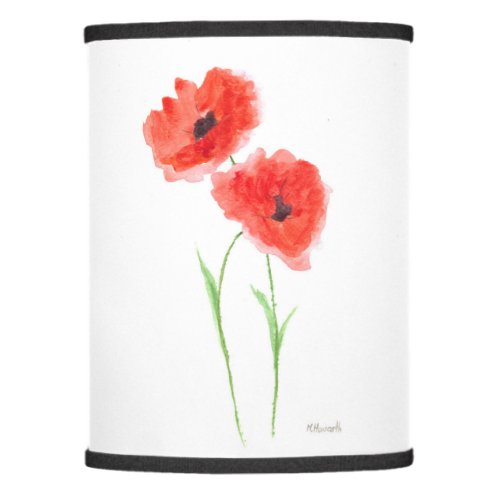 Painted Poppies floral Red Elegant Watercolor  Lam Lamp Shade