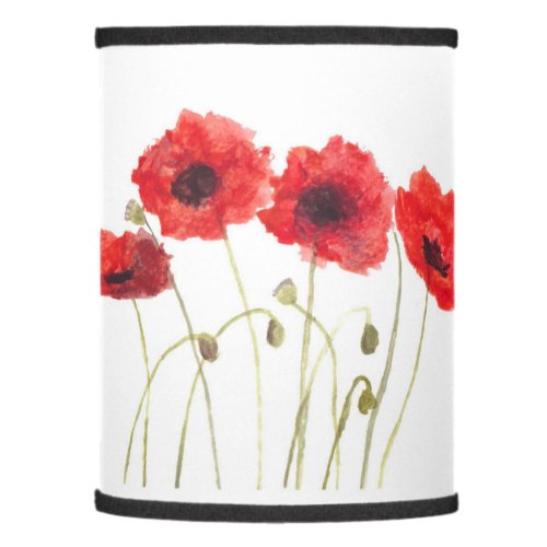Painted Poppies floral Red Elegant Watercolor Lamp Shade