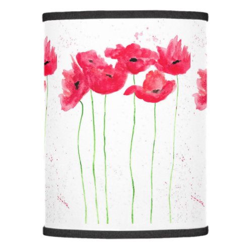 Painted Poppies floral Red Elegant Watercolor  Lamp Shade