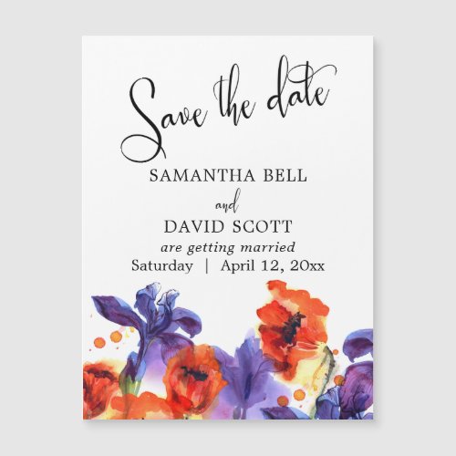 Painted Poppies Irises Save the Date Magnetic Card