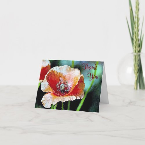 Painted Poppy Thank You Card