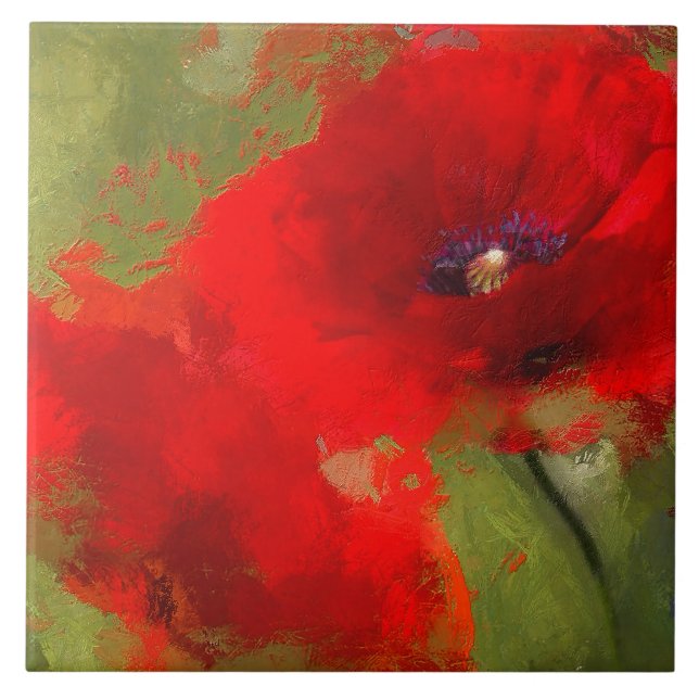 Painted Poppy Tile (Front)