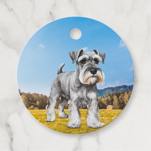 Painted portrait of a schnauzer dog  favor tags