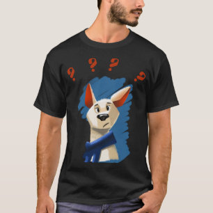 Painted Portrait of Asking Dog on Blue Background  T-Shirt