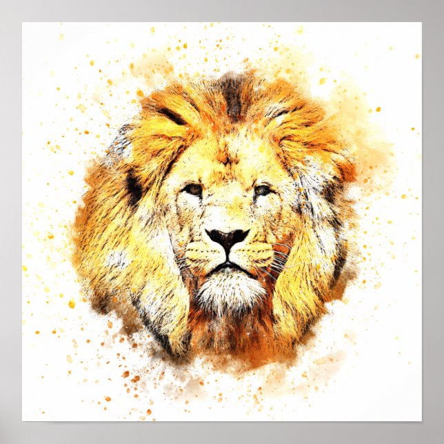 Painted portrait of lion poster (Front)