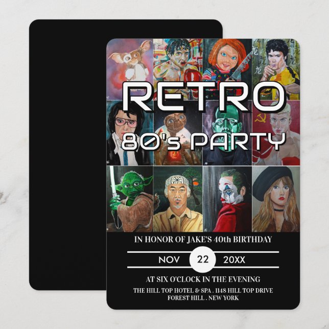 Painted Portraits by Alfred Fox - Retro Party Invitation (Front/Back)