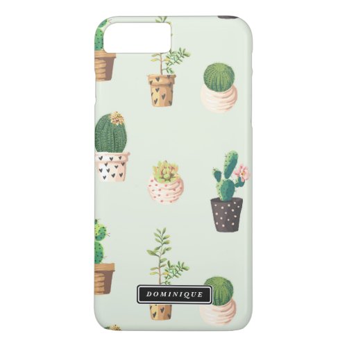 Painted Pots with Succulents and Cacti Pattern iPhone 8 Plus7 Plus Case