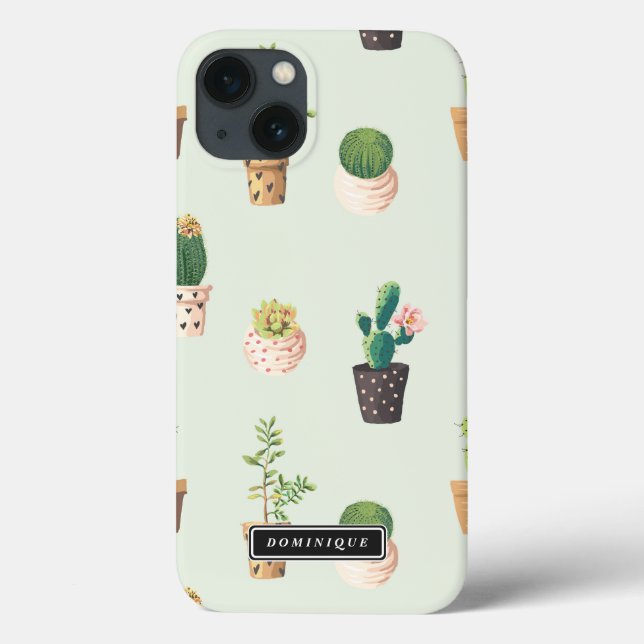 Painted Pots with Succulents & Cacti Pattern iPad Case-Mate iPhone Case (Back)