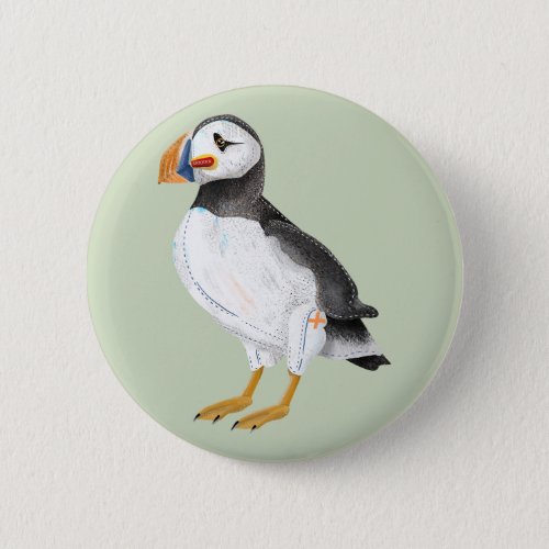Painted puffin button